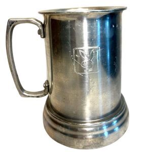 Vintage Playboy Club Glass-Bottom Beer Mug Cup Tankard Bar Metal Bunny Logo MCM